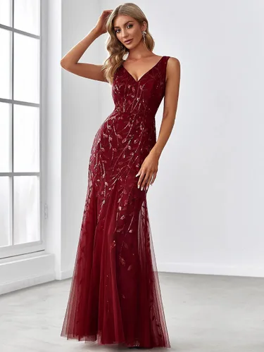 Vista 4 de Ever-Pretty 7886 - Vestido largo de noche sin mangas con cuello en V doble para mujer