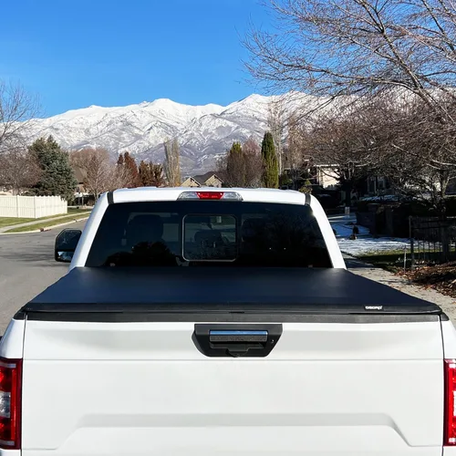 Vista 6 de Cubierta de cama de camión OEDRO de cuatro pliegues suave para Ford F250 F350 F-250 F-350 Superduty 1999-2016 con cama de 6.8 pies