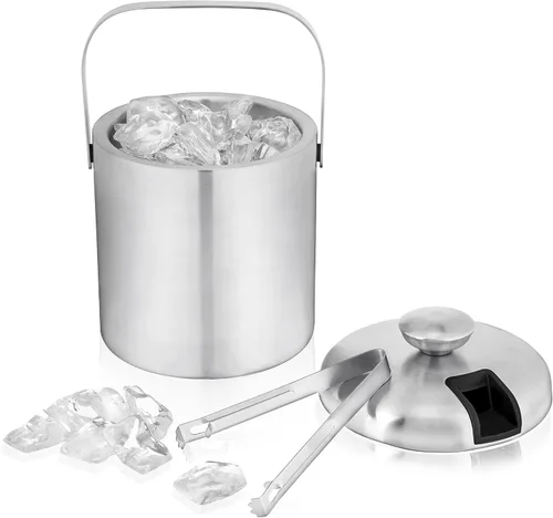 Vista 10 de Cubo de Hielo de Acrílico Transparente Verdadero con Asas, Capacidad de 3 Litros, Cubo Duradero para Vino y Champán, Perfecto para Fiestas, BBQs