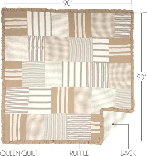 Vista 2 de VHC Brands Grace Quilt, Queen, 90 x 90 pulgadas, color crema