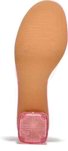 Vista 7 de Cape Robbin Anjelic - Sandalias transparentes de tacón bajo para mujer, con punta abierta redonda transparente