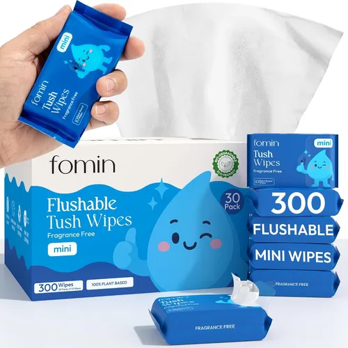 Vista 8 de Fomin Toallitas desechables compactas de viaje, paquete de 8 (64 toallitas en total), toallitas húmedas de tamaño de viaje sin perfume para adultos