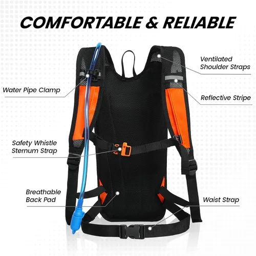 Vista 3 de Nepest Mochila de hidratación con bolsa de agua de 2 L para ciclismo, mochila de agua para senderismo, correr, mochila de hidratación ligera 2L
