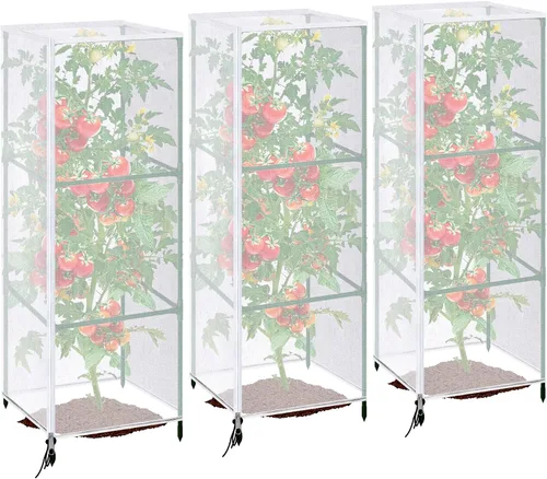 Vista 9 de 2 piezas de red para pájaros de jardín para jaula cuadrada de tomate, 59 x 17.7 pulgadas, barrera de insectos y pájaros, red de jaula de tomate