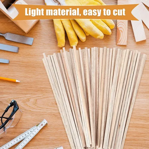 Vista 6 de Tiras de madera Balsa - Clavijas cuadradas de madera de 1/4 pulgadas, varillas cuadradas de 12 pulgadas de largo, clavija cuadrada de madera sin
