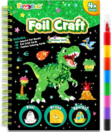 Vista 15 de FUNNYB&G Arte en papel de aluminio para niños - Manualidades de Navidad, regalos de fiesta, rellenos de calcetines para niños, suministros de arte