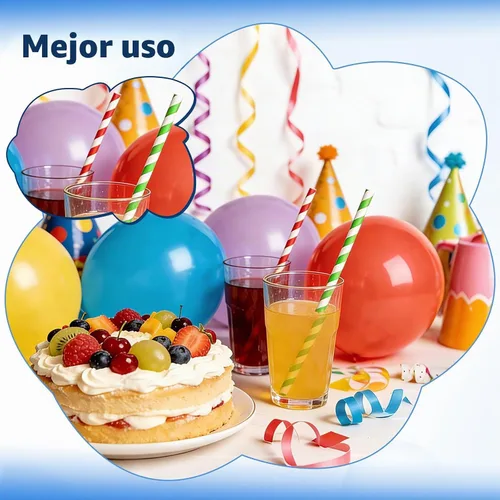 Vista 5 de 100 popotes de papel biodegradables a granel, varios colores del arco iris a rayas, pajitas para jugos, batidos, cócteles, café, refrescos, batidos