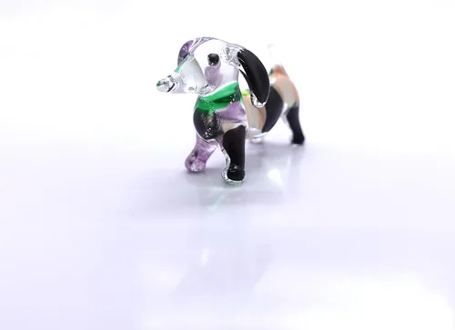 Vista 5 de Dachshund Micro Tiny Figurines Hand Blown Glass Art Animals Collectible Dog-Lover Gift Home Décor (Black Purple)
