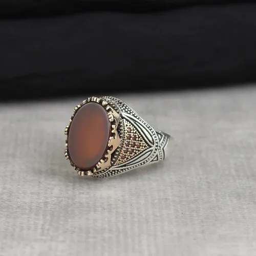 Vista 2 de Anillo de plata de ley 925 para hombre, joyería de piedra de ágata, regalo vintage, ónix Aqeq, anillos para hombre, todos los tamaños