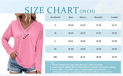 Vista 5 de Workout Tops for Women Button V Neck Chest Panel Ruched T Shirt Solid Color Long Sleeve Outfits Casual Sweatshirts