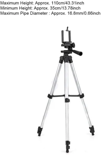 Vista 6 de Soporte de trípode para teléfono, trípode para selfie para teléfono celular con soporte para teléfono, trípode de viaje de aluminio extensible
