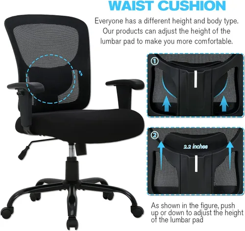Vista 7 de HCY Silla de oficina grande y alta, silla de escritorio, 400 libras, silla de malla para computadora para personas pesadas, silla de escritorio