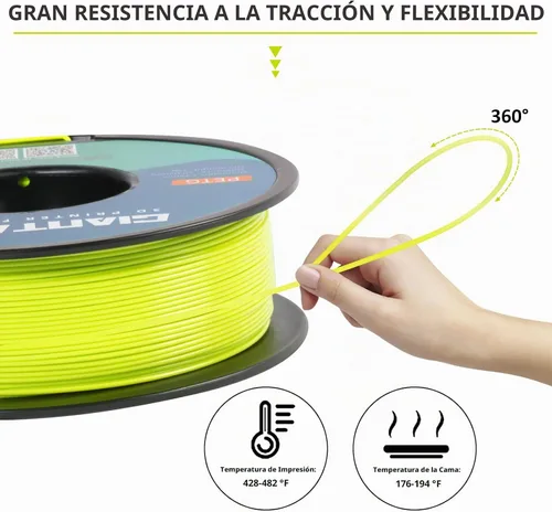 Vista 4 de GIANTARM Filamento PETG, precisión dimensional de 1.75 mm +/-0.02mm, carrete de 1 kg (2.2 libras), embalaje al vacío, para impresoras 3D, verde
