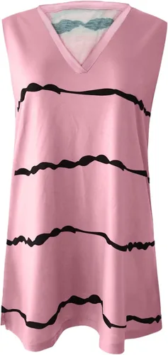 Vista 6 de Camisetas sin mangas para mujer, talla grande, camisola, camiseta sin mangas con vuelo, camiseta tipo túnica, camisola, chaleco fruncido, tops