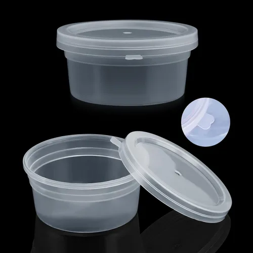 Vista 3 de GWHOLE Recipientes de slime con tapas, paquete de 20 recipientes pequeños de plástico reutilizables para almacenamiento de materiales de slime