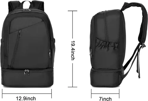 Vista 5 de seyfocnia Mochila de gimnasio para hombres, bolsa de gimnasio impermeable con compartimento para zapatos, bolsa de viaje ligera, mochila deportiva
