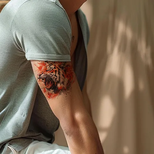 Vista 9 de Everjoy 25 hojas de calcomanías temporales de tatuajes de bestia dura, 12 hojas de tatuajes falsos de animales de acuarela de brazo grande, 13