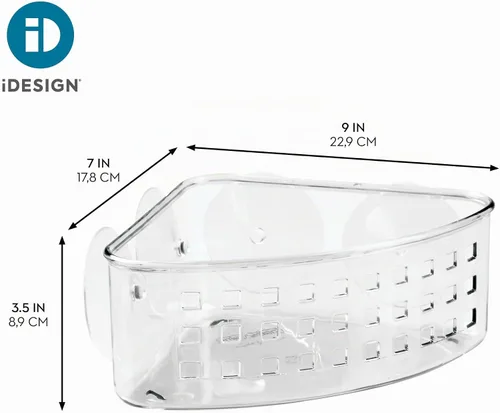 Vista 4 de iDesign Cesta de ducha de esquina con ventosa de plástico, transparente
