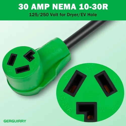 Vista 8 de Gerguirry Cable de extensión para secadora de 3 clavijas y 50 pies, cable resistente NEMA 10-30P de 30 amperios a 10-30R, uso para extensión
