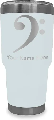 Vista 17 de LaserGram Vaso aislado al vacío de 20 onzas, clave de bajo, grabado personalizado incluido (negro) Engraved Gift for Musician, Vacuum Insulated