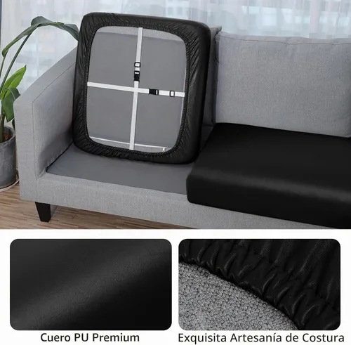 Vista 4 de Funda de cojín de cuero sintético para sofá Fuloon, fundas elásticas impermeables para sofá, funda para asiento de silla de caravana, reemplazo