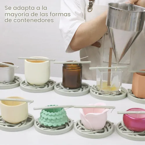 Vista 5 de BOOWAN NICOLE Herramienta universal de centrado de mecha para fabricación de velas, centro y establece mechas en 1 segundo, soporte de mecha