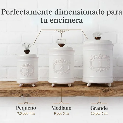 Vista 3 de Mud Pie - Juego de 3 recipientes para cocina, color blanco