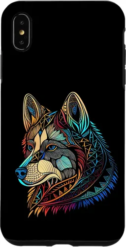 Vista 7 de iPhone 14 Flor Floral Lindo Perro Cara Cabeza Colorida Mandala - Estuche Husky
