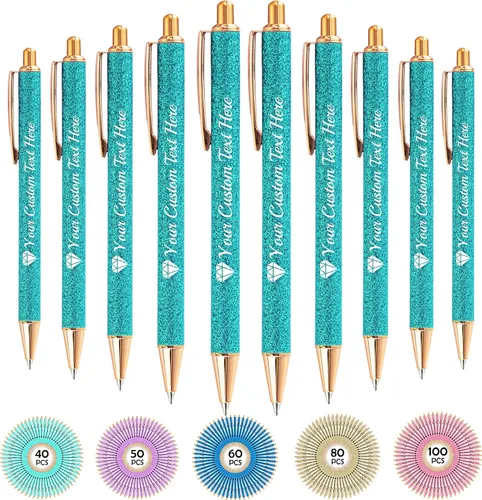 Vista 38 de Hasta 100 bolígrafos personalizados con nombre a granel, bolígrafo con purpurina de impresión personalizada, grabado gratis, texto con logotipo