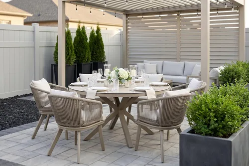 Vista 22 de PURPLE LEAF Juego de muebles para patio de 7 piezas, juego de mesa y sillas de mimbre para exteriores, marco rectangular de aluminio para jardín