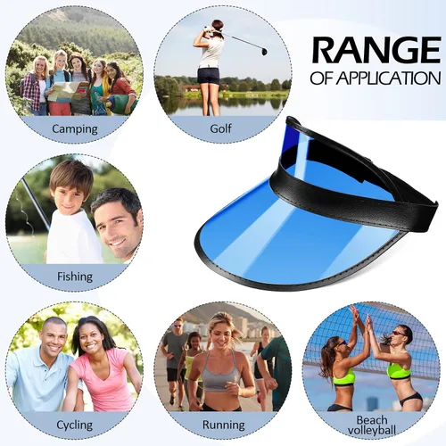 Vista 7 de Jiuguva Viseras de plástico unisex para el sol, gorra de póquer con protección UV para hombres y mujeres, deportes al aire libre, actividades