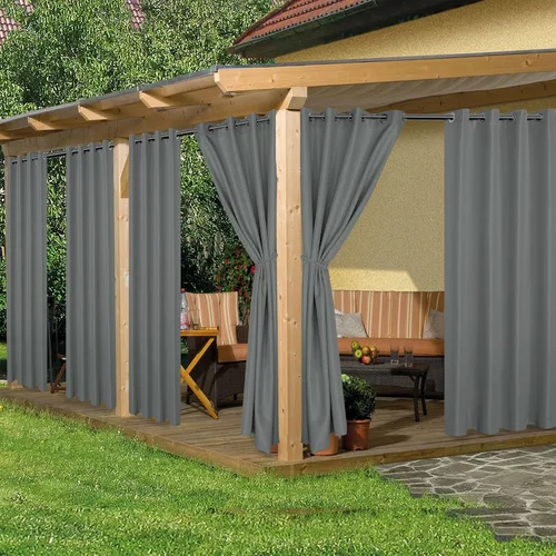 Vista 10 de HolidayIdeas Cortinas impermeables para patio, 4 paneles, 54 x 84 pulgadas, protección de privacidad y filtrado de luz, cortinas exteriores con Negro