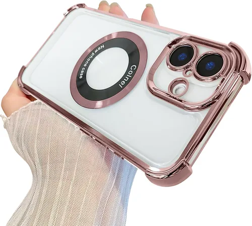 Vista 34 de Funda magnética transparente para iPhone 11, funda de lujo con cuatro esquinas brillantes, protección a prueba de golpes de grado militar
