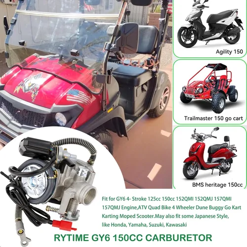 Vista 2 de PD24J GY6 Carburador de 150cc Compatible para Ciclomotor ATV Go Kart Scooter 125cc 150cc 4-Tiempos Motor 150cc Kazuma Taotao Roketa SunL Baja Eagle