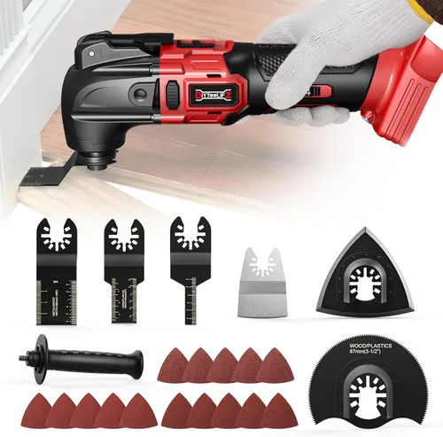 Vista 14 de Herramienta Oscilante Inalámbrica para Batería Dewalt de 20V, Herramienta de Motor sin Escobillas de 6 Velocidades Variables, Kit de Múltiples