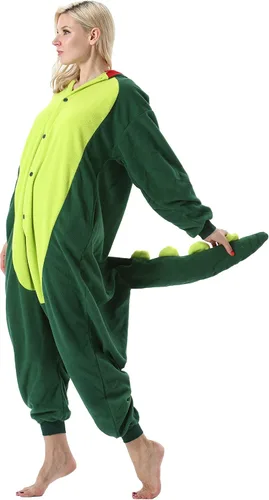 Vista 3 de DarkCom Pijama de una pieza de animal para mujer y hombre, disfraz de Halloween, ropa de dormir de Navidad