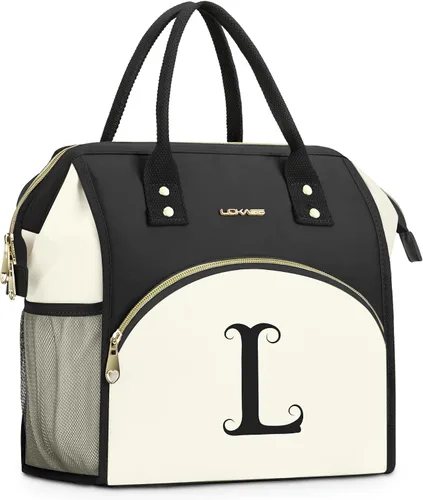 Vista 19 de Bolsa de almuerzo personalizada para mujer, elegante, reutilizable, aislada, con iniciales, para amiga, grande, de apertura ancha, resistente al
