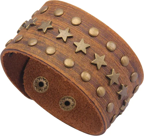 Vista 46 de Jeilwiy Pulseras de cuero punk para hombres, pulseras hechas a mano, brazalete ancho, joyería trenzada, color negro y marrón, ajustable, regalos