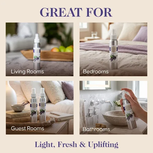 Vista 5 de Victoria's Lavender Spray de fragancia para habitación, ambientador y eliminador de olores, espray de lavanda, aroma de aceite esencial de lujo