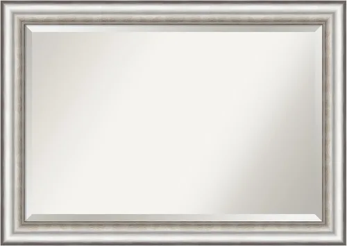 Vista 9 de Amanti Art Espejo de pared plateado de 25 x 21 pulgadas, espejo rectangular plateado de salón para baño, decoración de pared de sala de estar, marco
