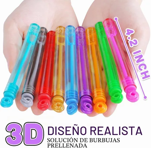 Vista 3 de Juguetes de regalo de fiesta de cumpleaños para niños, surtido de 300 piezas de 20 colores de mini varitas de burbujas, rellenos navideños