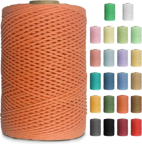 Vista 13 de Cuerda de macramé de colores de 0.039 in, cuerda de algodón de 656 pies, 3 hebras trenzadas, cuerda de algodón colorido para manualidades