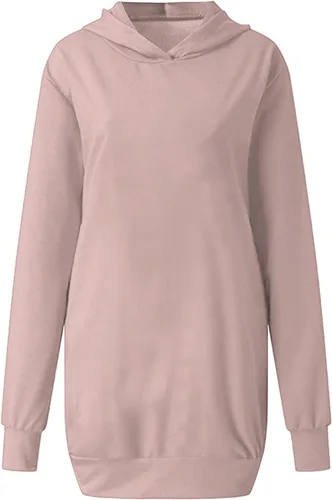 Vista 4 de Sudadera con capucha Vestidos de otoño Mujer Bolsillos Capucha Mini Vestido Jersey Manga Larga Vestidos de Sudadera