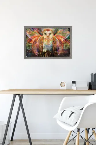 Vista 6 de Trends International Jumbie - Póster de pared de búho, 14.72 x 22.37 pulgadas, versión enmarcada de madera de granero