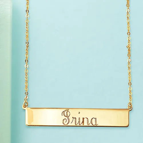 Vista 3 de Ross-Simons Italian 18kt Yellow Gold Personalized Bar Necklace