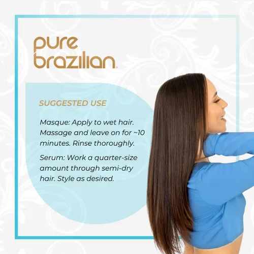Vista 5 de Pure Brazilian Kit esencial de tamaño de viaje de 4 piezas: champú, acondicionador, suero y máscara antiencrespamiento