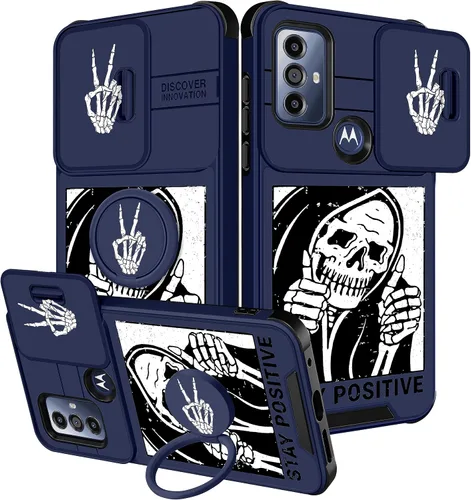Vista 118 de Funermei Funda para Moto G Stylus 5G 2022, funda para teléfono con diseño de calavera de esqueleto para mujeres y niñas, diseño gótico, Como