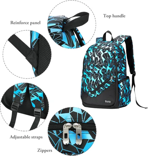 Vista 3 de bunie Mochila escolar para niños, mochila grande para niños, mochilas para escuela primaria, secundaria, mochila fresca para niños de 7, 8, 9, 10