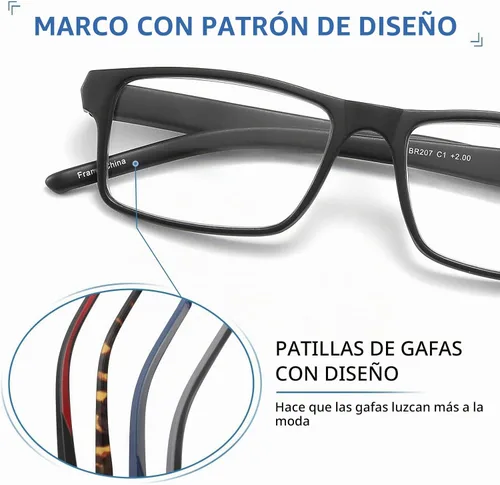 Vista 2 de Paquete de 4 lentes de lectura con bloqueo de luz azul para hombres y mujeres, marco rectangular para leer para computadora con bisagra de resorte