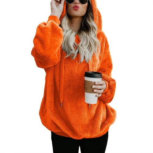 Vista 51 de Century Star Sudadera deportiva mullida de vellón con capucha para mujer de talla extragrande con bolsillos